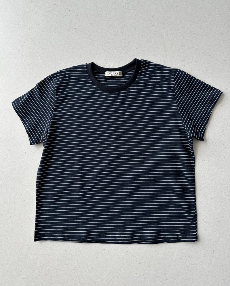 Dress U - Korean Women Fashion - #romanticstyle - Ribbed Hem Stripe Tee - 3