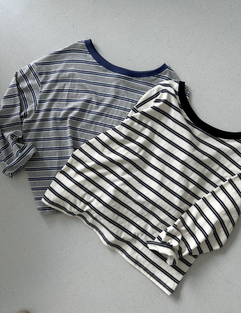Dress U - Korean Women Fashion - #shopsmall - Off-Shoulder Stripe Tee - 7