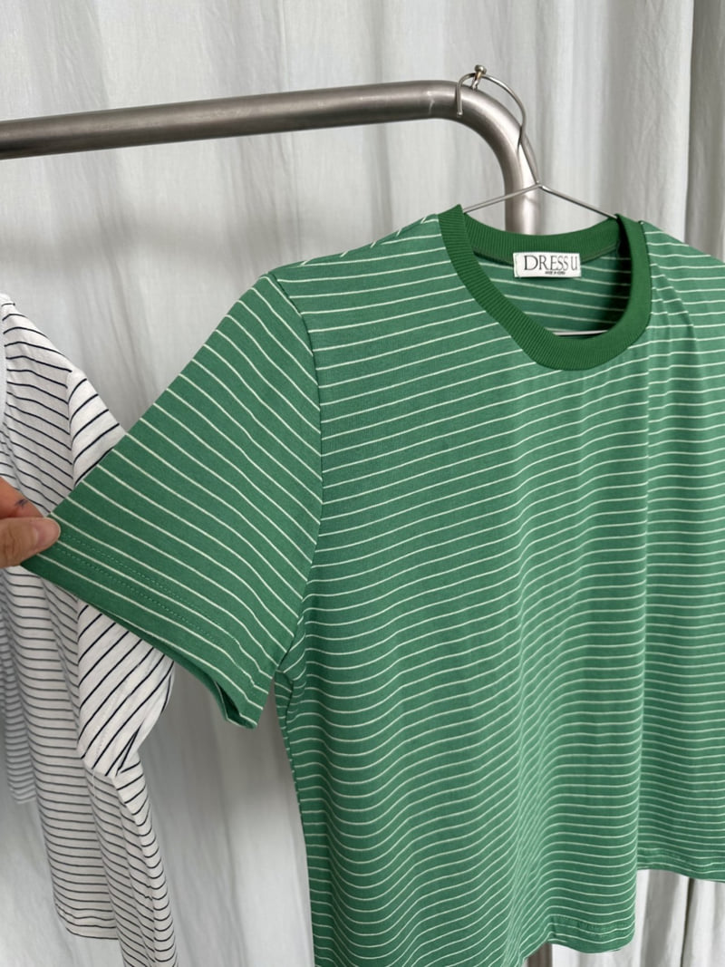 Dress U - Korean Women Fashion - #romanticstyle - Ribbed Hem Stripe Tee - 4