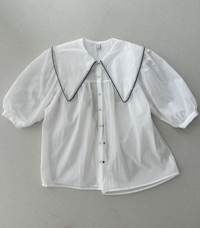 Dress U - Korean Women Fashion - #thatsdarling - Lady Big Collar Blouse - 4