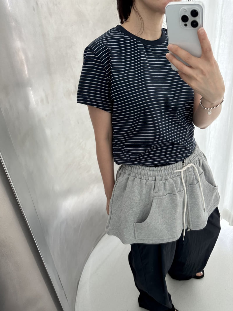 Dress U - Korean Women Fashion - #womensfashion - Ribbed Hem Stripe Tee - 10