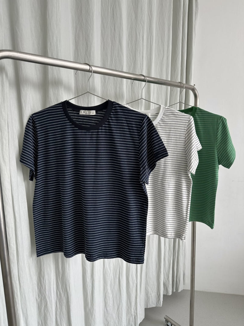 Dress U - Korean Women Fashion - #womensfashion - Ribbed Hem Stripe Tee - 8