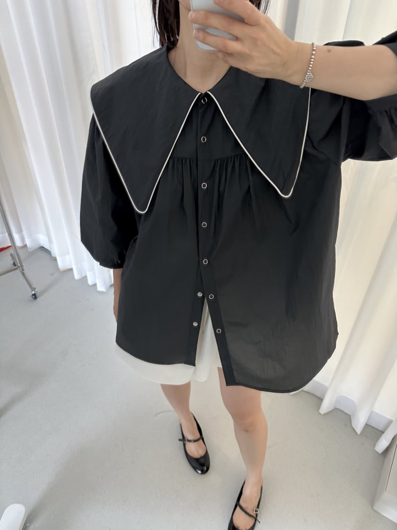 Dress U - Korean Women Fashion - #womensfashion - Lady Big Collar Blouse - 10