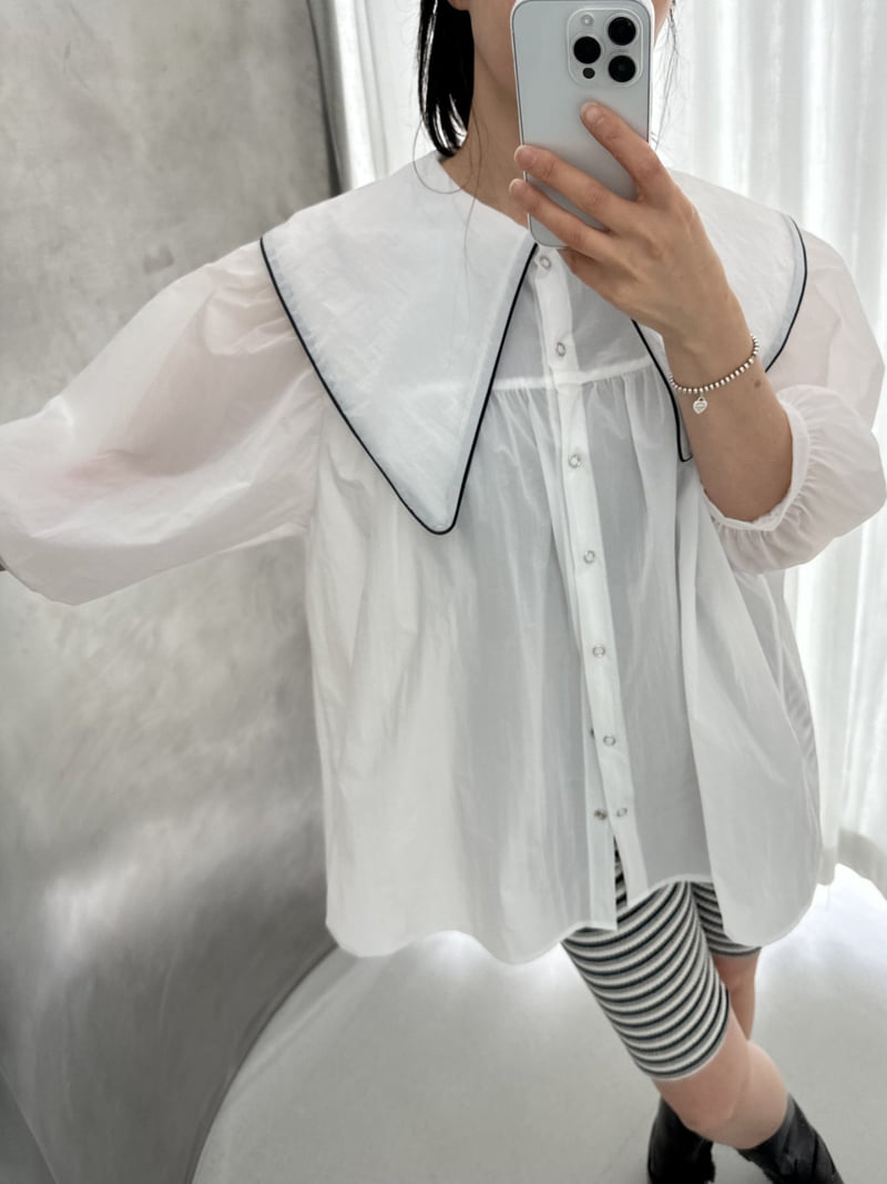 Dress U - Korean Women Fashion - #womensfashion - Lady Big Collar Blouse - 12