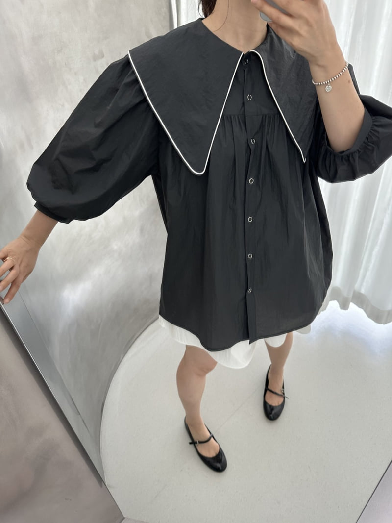 Dress U - Korean Women Fashion - #womensfashion - Lady Big Collar Blouse - 8