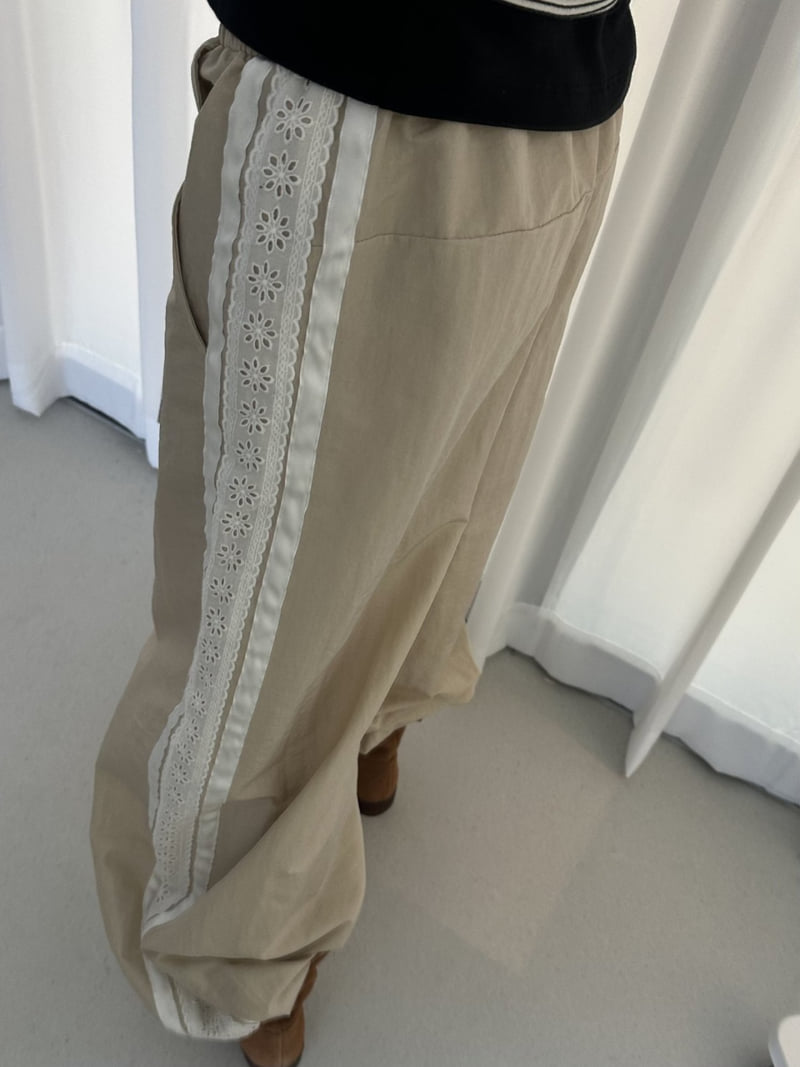 Dress U - Korean Women Fashion - #womensfashion - Lace Track Pants - 10