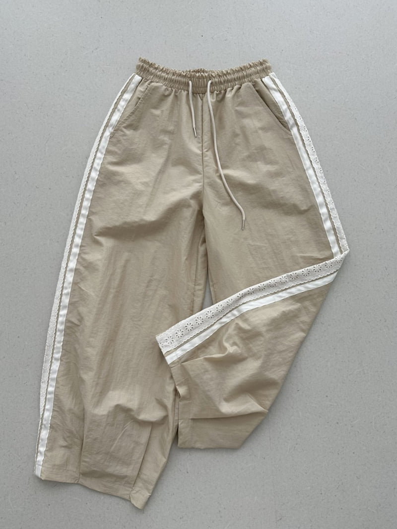 Dress U - Korean Women Fashion - #momslook - Lace Track Pants - 4