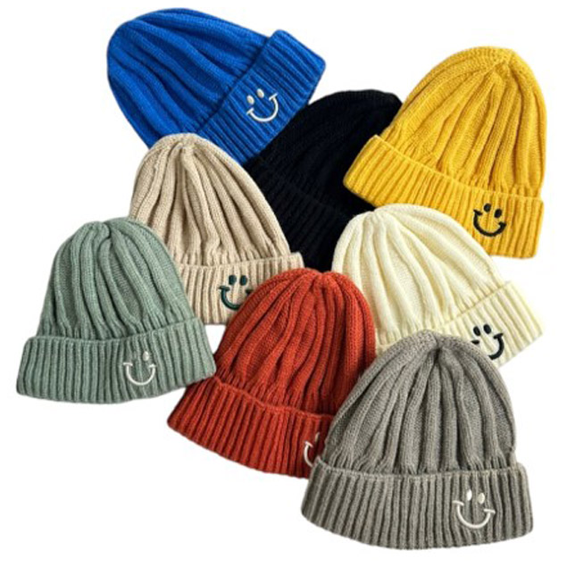 Dudie - Korean Children Fashion - #designkidswear - Embroidery Laugh Beanie
