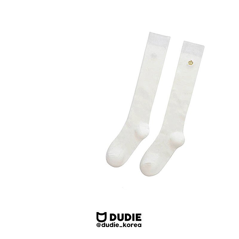 Dudie - Korean Children Fashion - #fashionkids - Crown Long Socks Set (set of 2) - 4