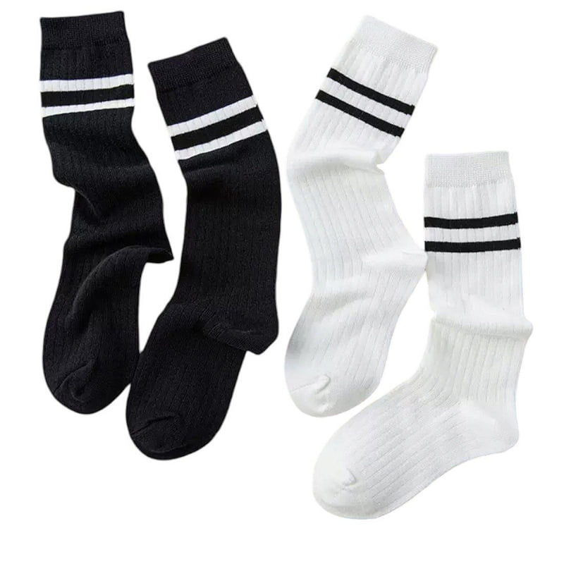 Dudie - Korean Children Fashion - #Kfashion4kids - Two-Line Socks Set (set of 2) - 4