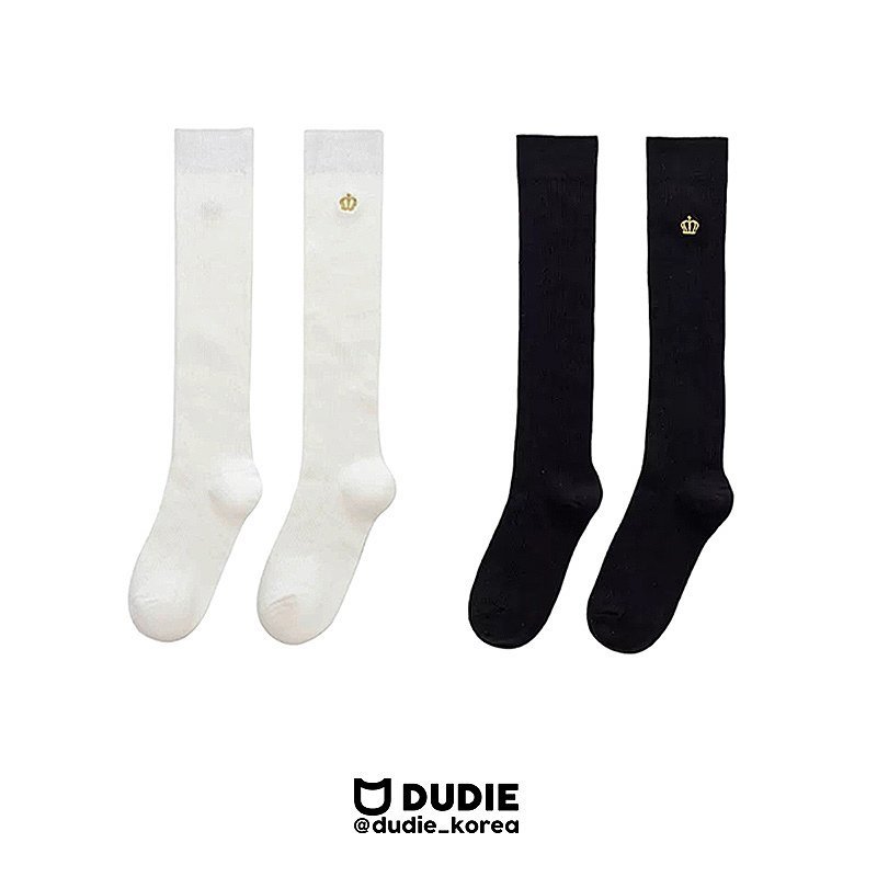 Dudie - Korean Children Fashion - #todddlerfashion - Crown Long Socks Set (set of 2) - 12