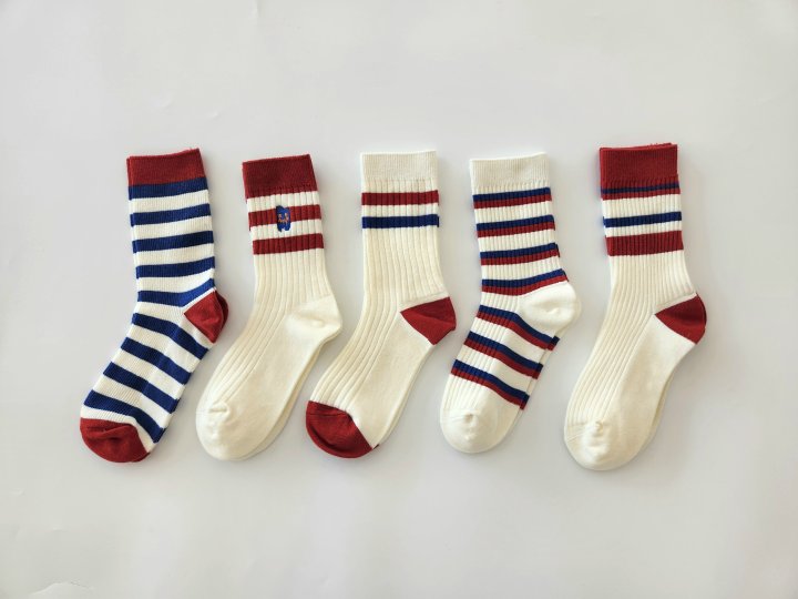 Dudie - Korean Women Fashion - #womensfashion - RedBlue Set With Mom (set of 5) - 3