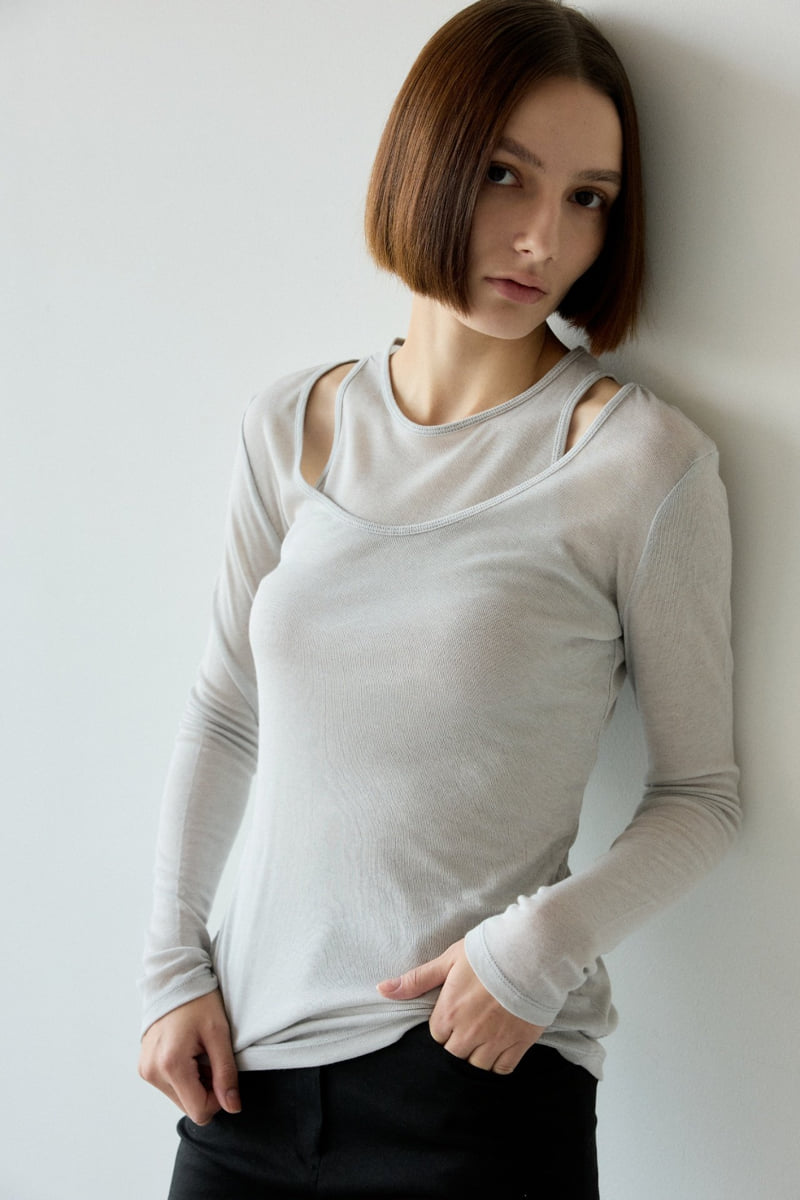 Flatgarden - Korean Women Fashion - #womensfashion - Ash Set (Sleeveless + Long Sleeve) - 8