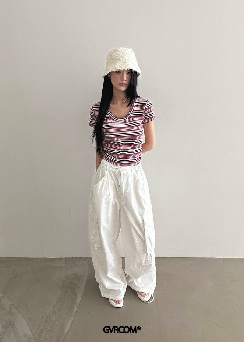 Gavara Market - Korean Women Fashion - #momslook - Multi U-Neck Short Sleeve Tee - 7