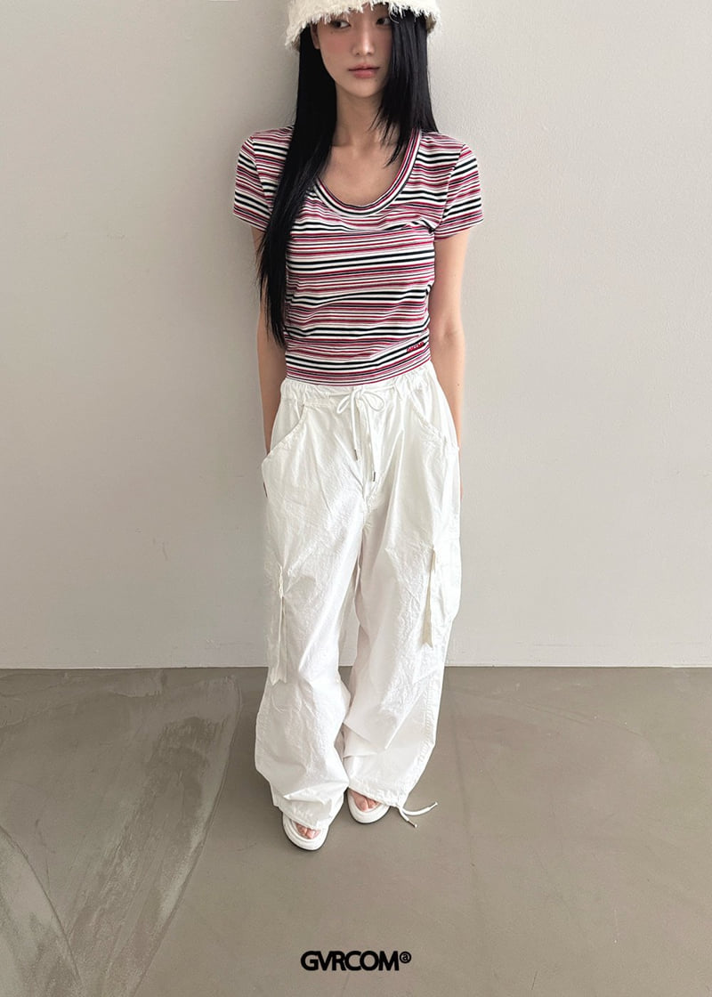 Gavara Market - Korean Women Fashion - #womensfashion - Multi U-Neck Short Sleeve Tee - 8
