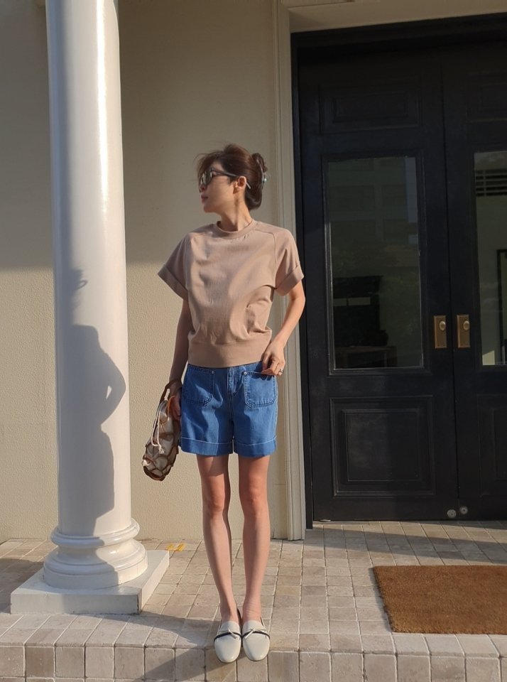 Gentle B - Korean Women Fashion - #momslook - Mock Neck Rolled-Up Sweatshirt - 2