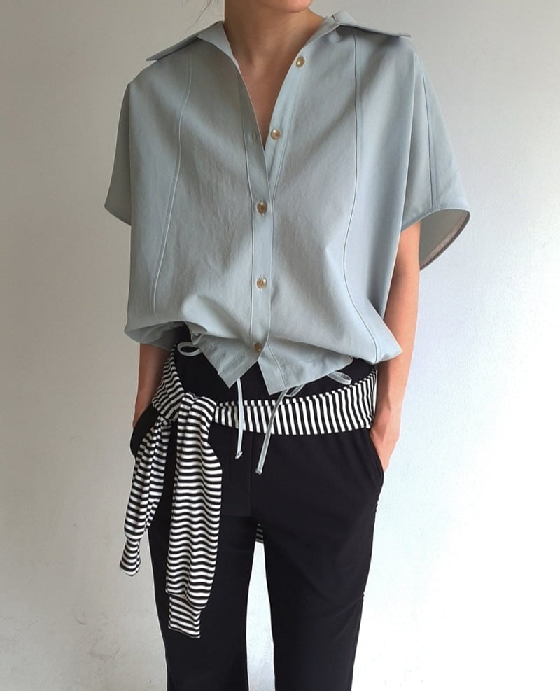 Gentle B - Korean Women Fashion - #momslook - Oversized String Shirt - 10