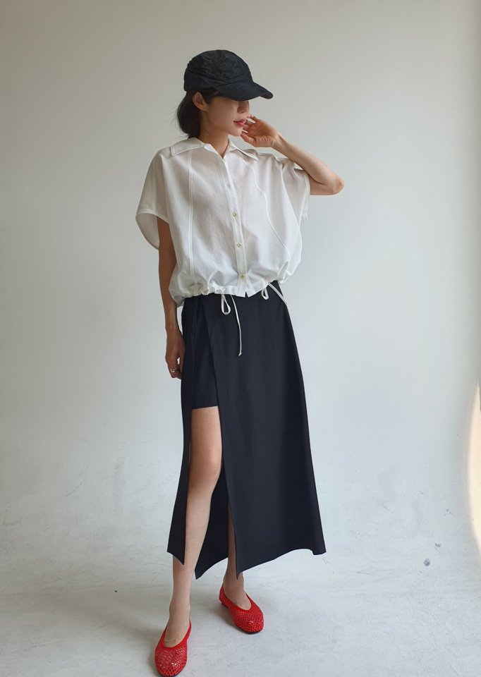 Gentle B - Korean Women Fashion - #momslook - Oversized String Shirt - 8