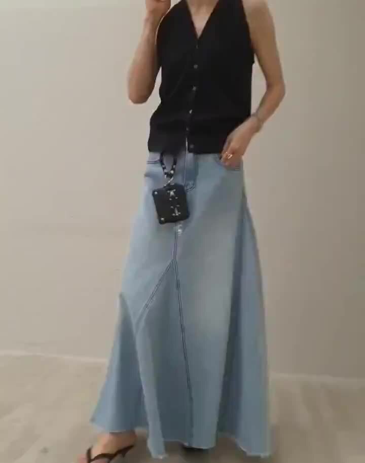 Gentle B - Korean Women Fashion - #thelittlethings - Hole Denim Long Skirt - 3