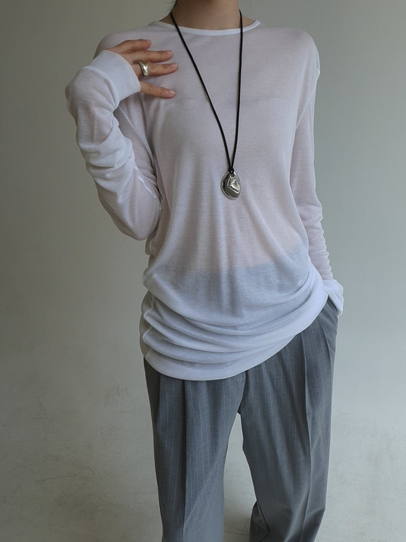 Gentle B - Korean Women Fashion - #womensfashion - Tencel Long Long Tee - 9