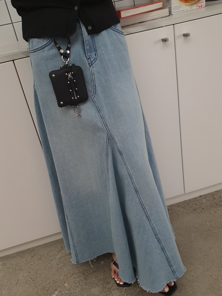 Gentle B - Korean Women Fashion - #womensfashion - Hole Denim Long Skirt - 7