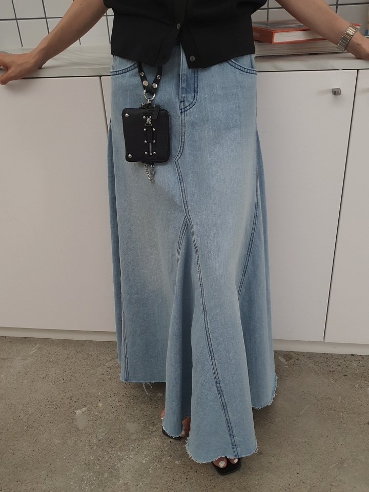 Gentle B - Korean Women Fashion - #womensfashion - Hole Denim Long Skirt - 9