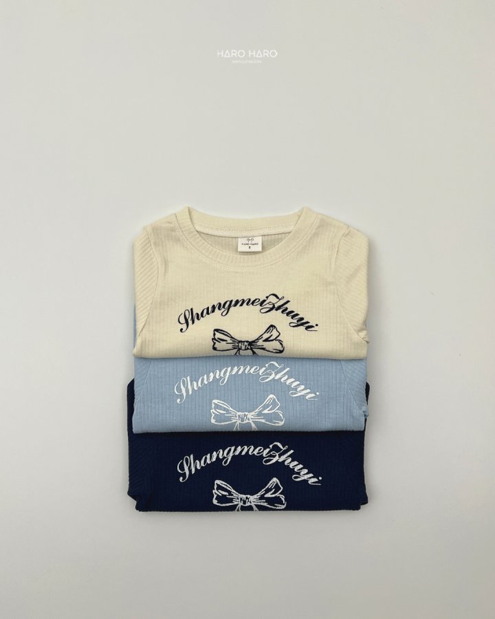 Haro Haro - Korean Children Fashion - #childofig - Bling Ribbon Ribbed Tee - 7