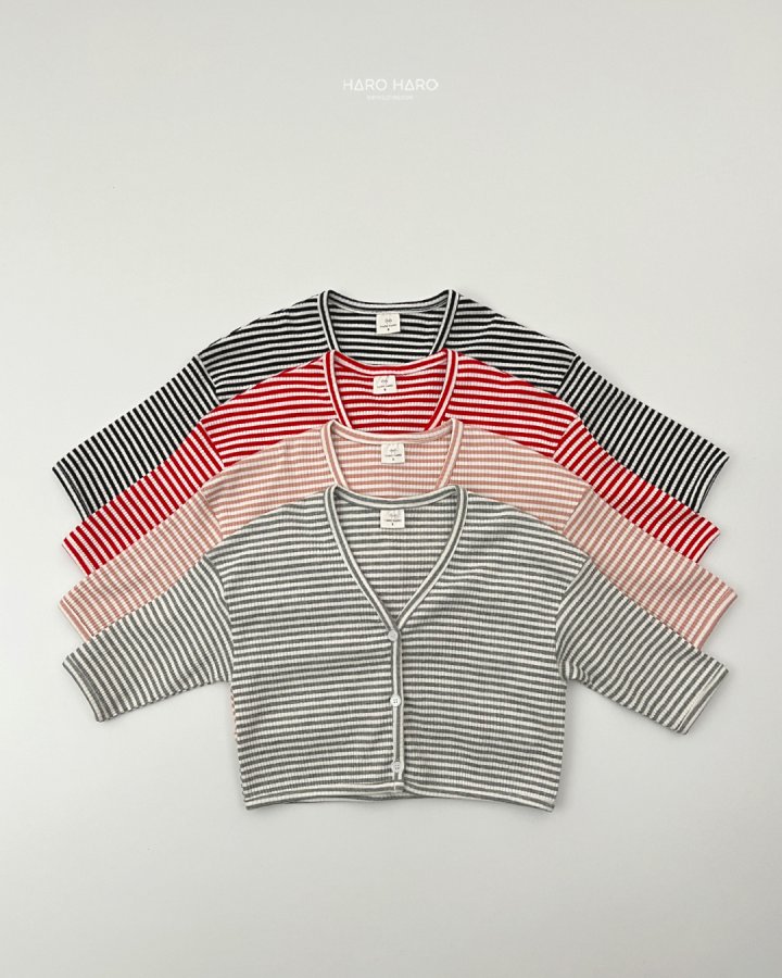 Haro Haro - Korean Children Fashion - #childofig - Milk Stripe V-neck Cardigan - 2