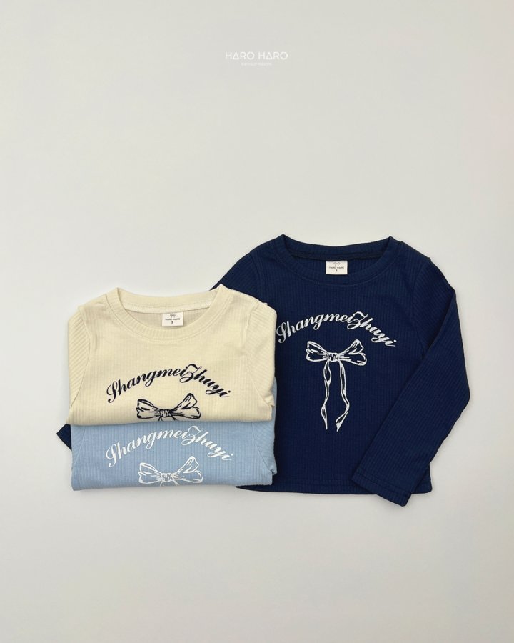 Haro Haro - Korean Children Fashion - #childrensboutique - Bling Ribbon Ribbed Tee - 8