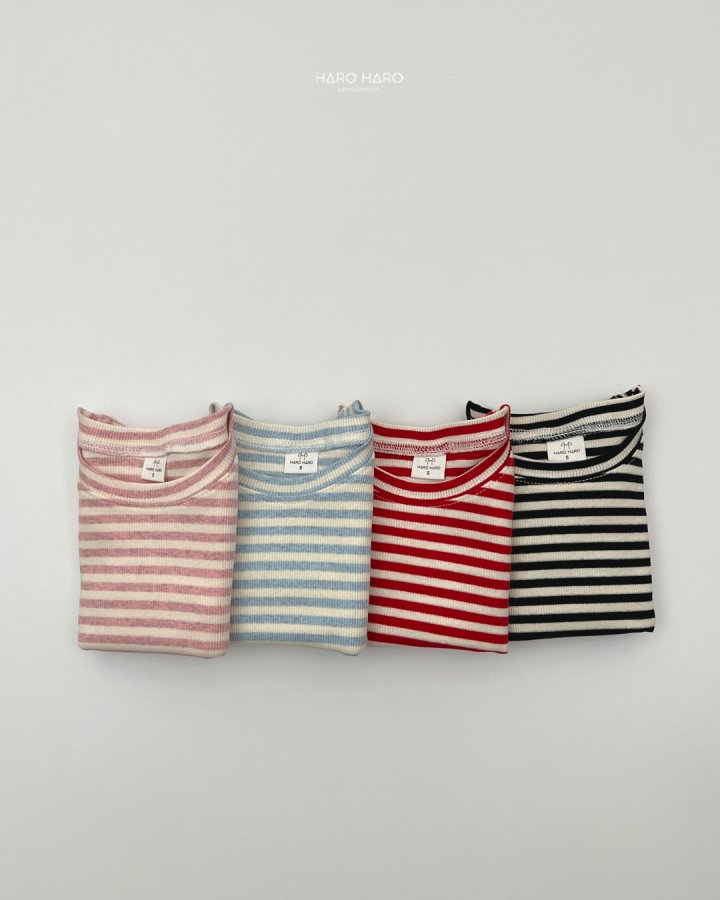 Haro Haro - Korean Children Fashion - #childrensboutique - Sweet Stripe Tee - 7