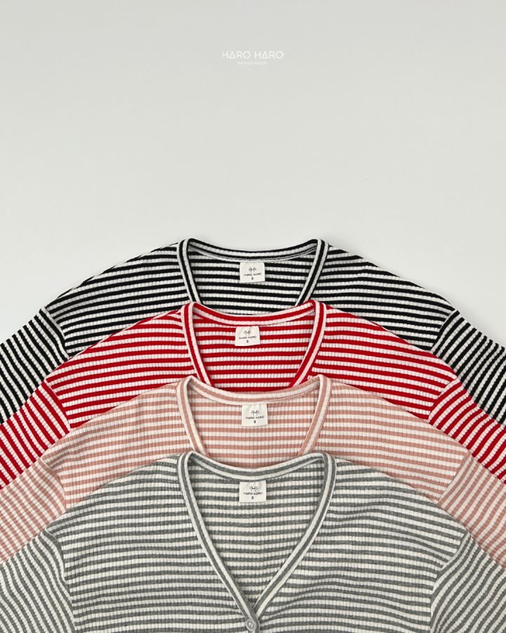 Haro Haro - Korean Children Fashion - #childrensboutique - Milk Stripe V-neck Cardigan - 3