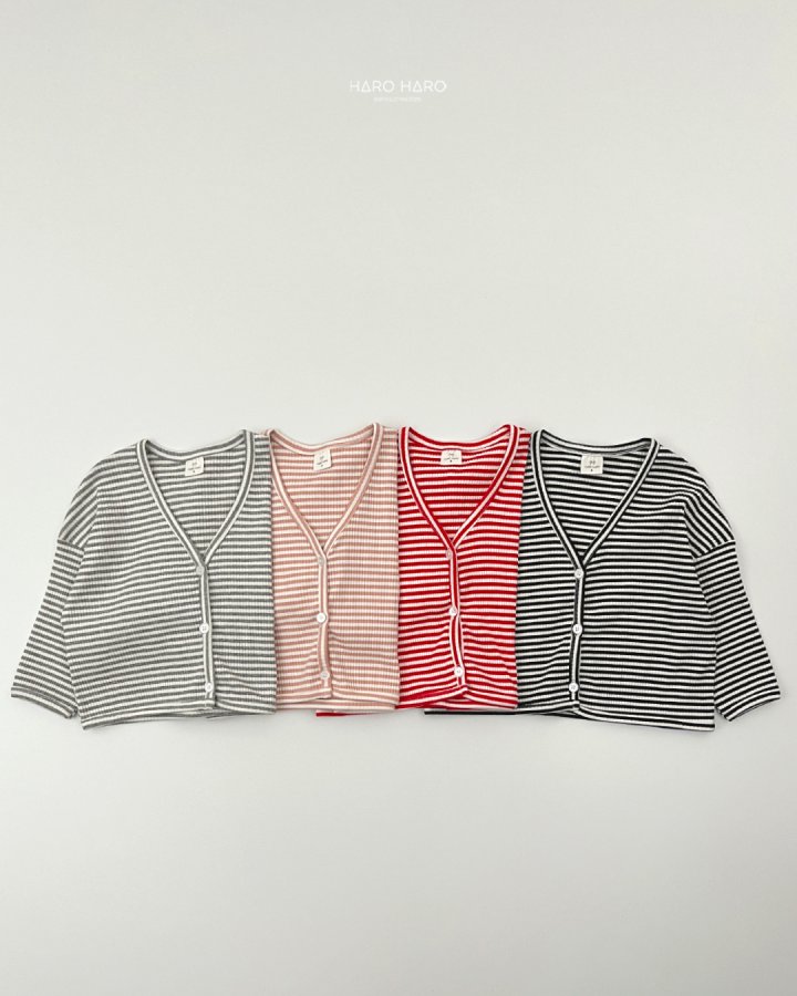 Haro Haro - Korean Children Fashion - #childrensboutique - Milk Stripe V-neck Cardigan - 4
