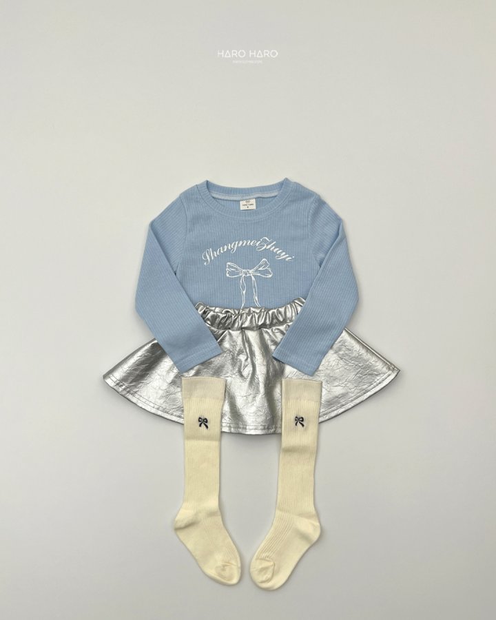Haro Haro - Korean Children Fashion - #discoveringself - Bling Ribbon Ribbed Tee - 10