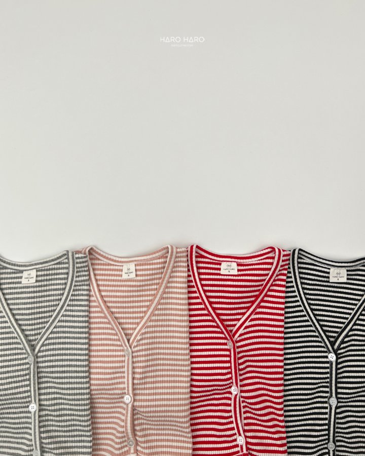 Haro Haro - Korean Children Fashion - #discoveringself - Milk Stripe V-neck Cardigan - 5