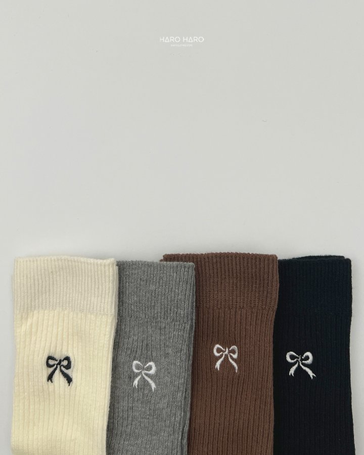 Haro Haro - Korean Children Fashion - #discoveringself - Ribbon Embroidered Knee Socks - 2