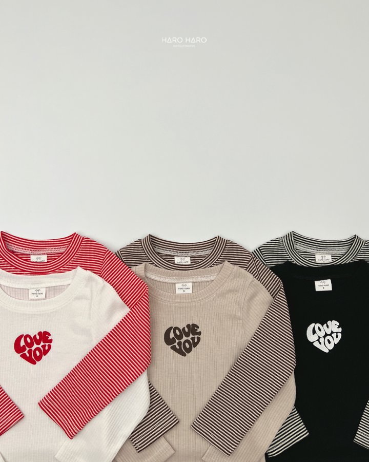 Haro Haro - Korean Children Fashion - #fashionkids - Love You Tee (set of 2) - 5