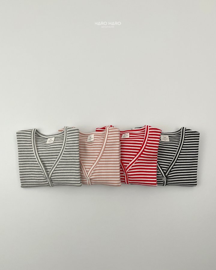 Haro Haro - Korean Children Fashion - #fashionkids - Milk Stripe V-neck Cardigan - 6