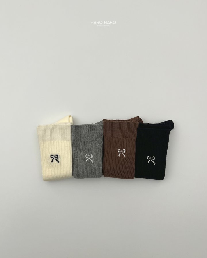 Haro Haro - Korean Children Fashion - #fashionkids - Ribbon Embroidered Knee Socks - 3