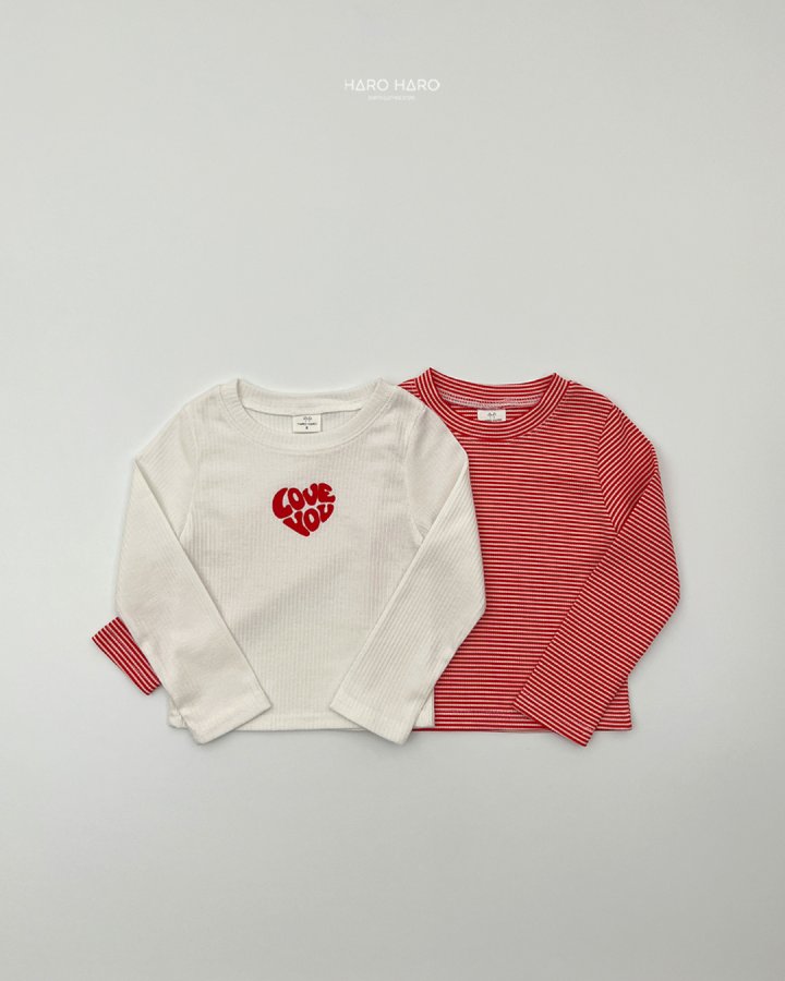 Haro Haro - Korean Children Fashion - #kidsshorts - Love You Tee (set of 2) - 6