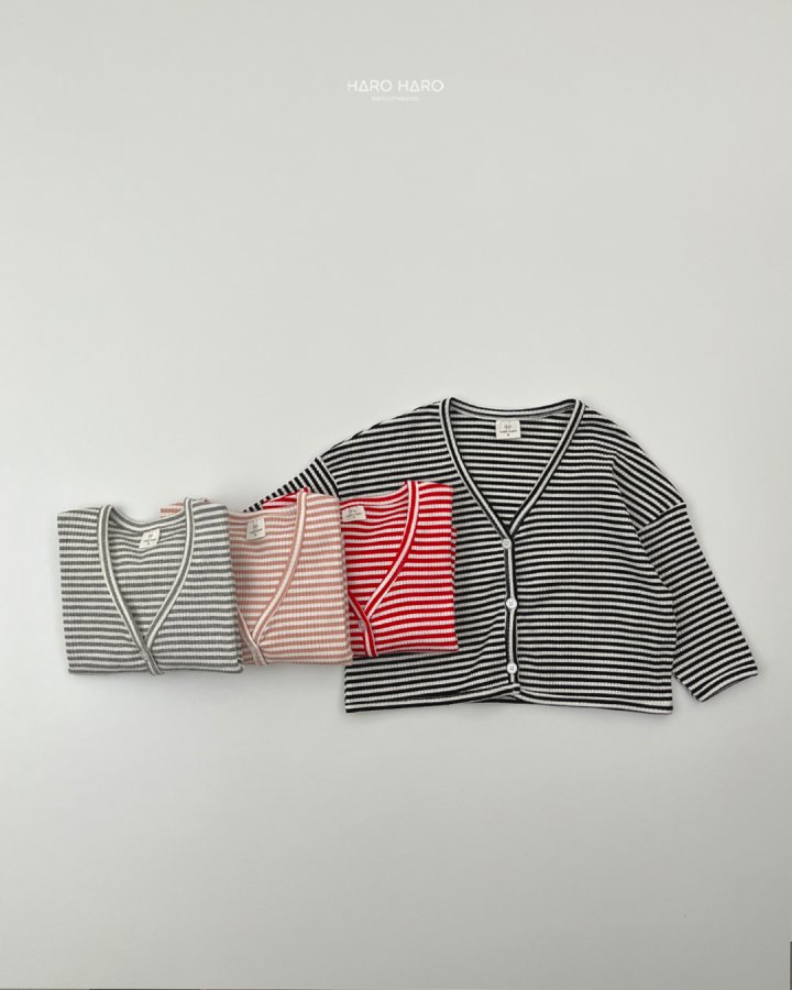 Haro Haro - Korean Children Fashion - #kidsshorts - Milk Stripe V-neck Cardigan - 7