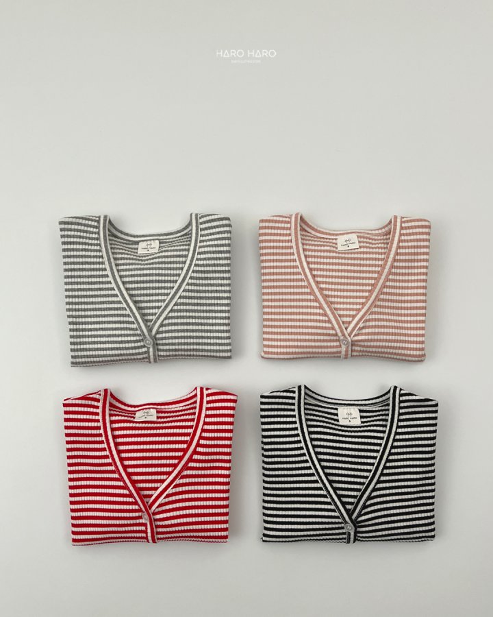 Haro Haro - Korean Children Fashion - #kidsstore - Milk Stripe V-neck Cardigan - 8