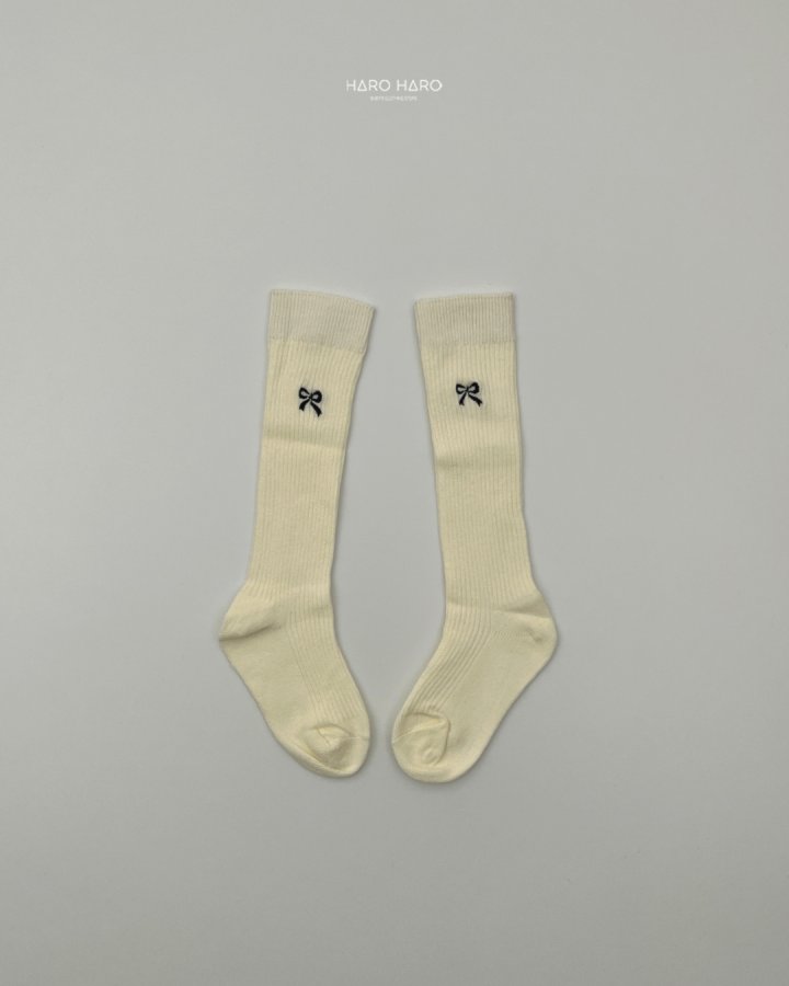 Haro Haro - Korean Children Fashion - #kidsstore - Ribbon Embroidered Knee Socks - 5