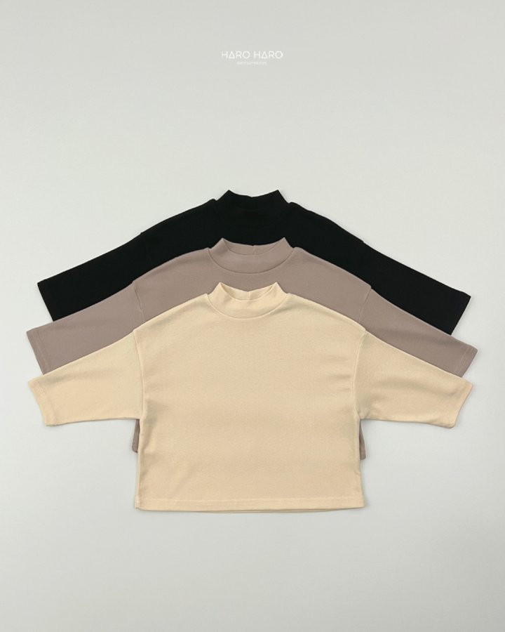 Haro Haro - Korean Children Fashion - #kidzfashiontrend - Simple Loose Half Turtleneck Tee - 2