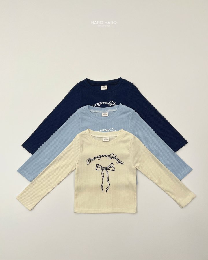 Haro Haro - Korean Children Fashion - #littlefashionista - Bling Ribbon Ribbed Tee - 2