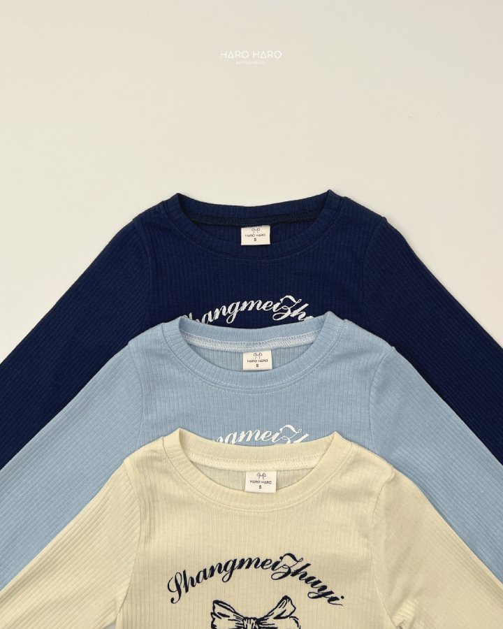 Haro Haro - Korean Children Fashion - #magicofchildhood - Bling Ribbon Ribbed Tee - 3