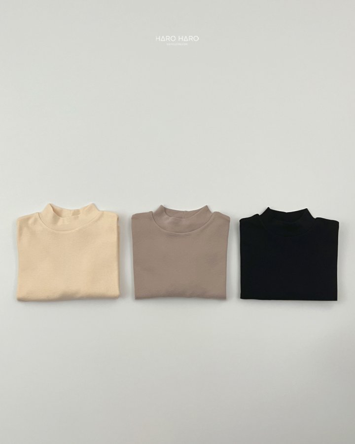 Haro Haro - Korean Children Fashion - #minifashionista - Simple Loose Half Turtleneck Tee - 6