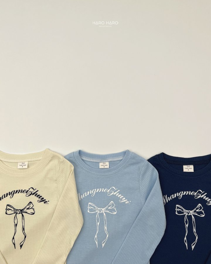 Haro Haro - Korean Children Fashion - #prettylittlegirls - Bling Ribbon Ribbed Tee - 5