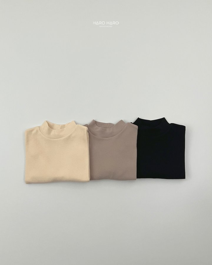 Haro Haro - Korean Children Fashion - #prettylittlegirls - Simple Loose Half Turtleneck Tee - 7