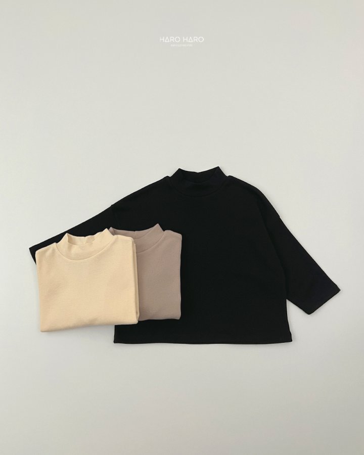 Haro Haro - Korean Children Fashion - #todddlerfashion - Simple Loose Half Turtleneck Tee - 8