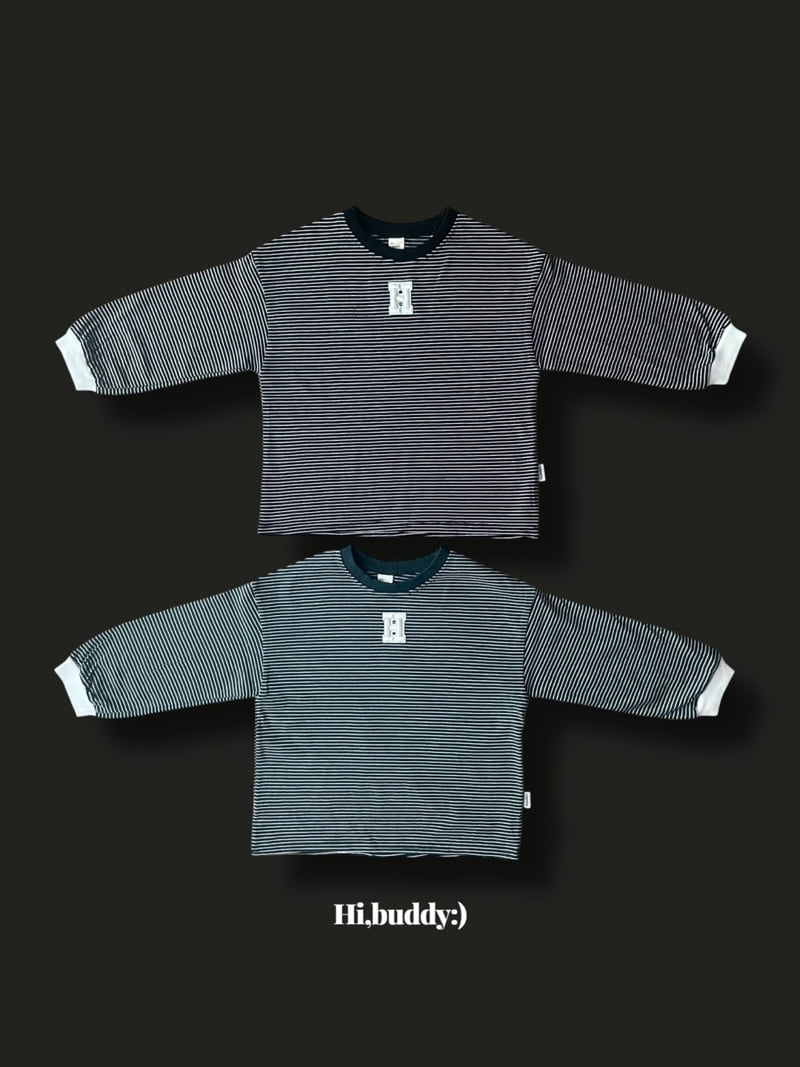 Hi buddy - Korean Children Fashion - #todddlerfashion - H Striped Tee